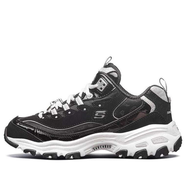 (WMNS) Skechers D'Lites Running Shoes Black/White/Gray 12242-BKW