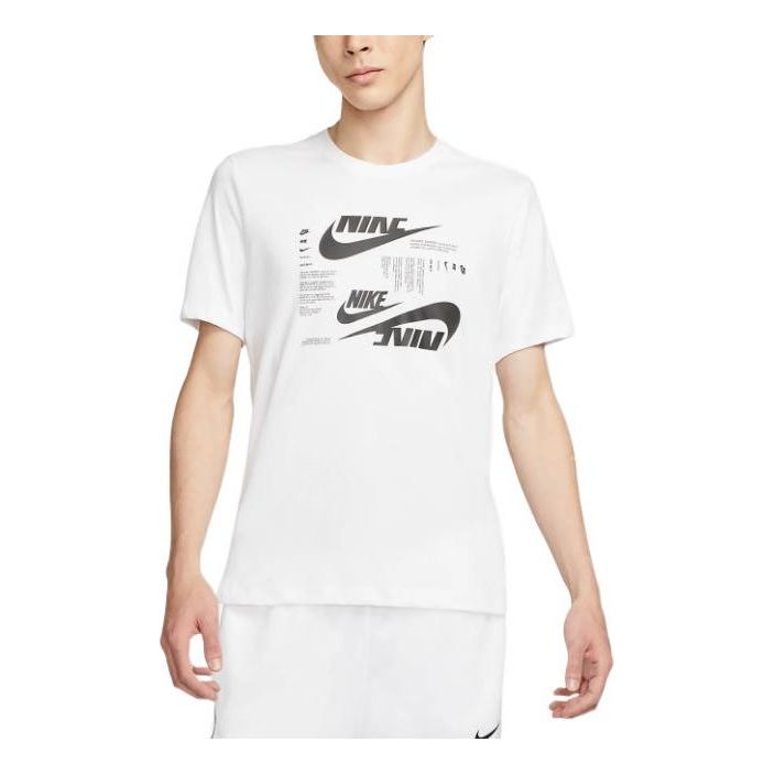 Men's Nike Logo Printing Round Neck Short Sleeve White T-Shirt DR7816-100