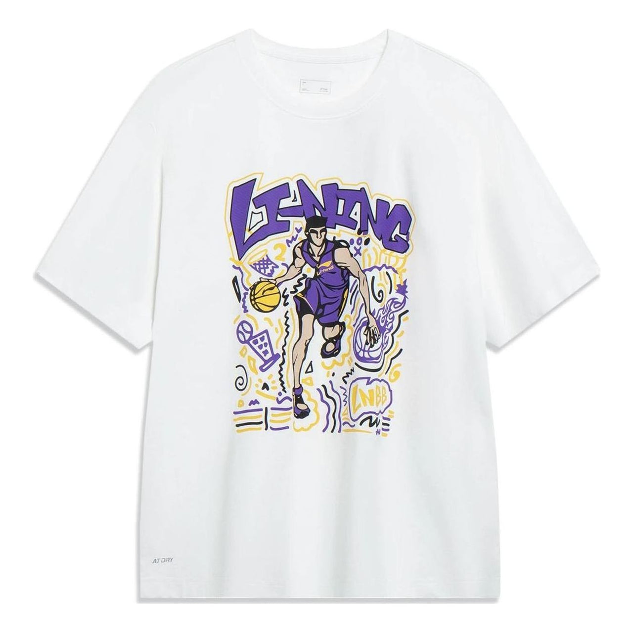 Li-Ning Hoops Comics Graphic T-shirt 'White' AHST569-1