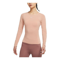 (WMNS) Nike Solid Color Round Neck Slim Fit Long Sleeves Pink Gym Clothes DD0594-609