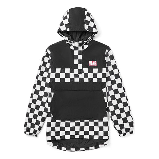 Men's Vans Plaid hooded Windbreaker Jacket Black VN0A4MLFJ0Z