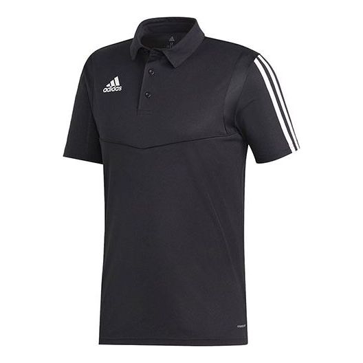 adidas Alphabet Printing Side Stripe Short Sleeve Polo Shirt Black DT5411