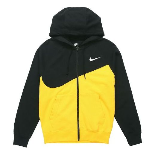 Nike Colorblock Knit Hooded Jacket Black Yellow Blackyellow CT3425-780