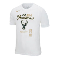 Men's Nike Milwaukee Bucks Alphabet Pattern Printing Athleisure Casual Sports Round Neck Short Sleeve White T-Shirt DR8835-100