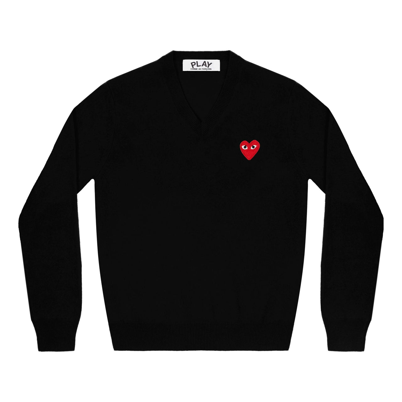 COMME des GARCONS PLAY V-Neck Pullover Red Emblem 'Black' AZ-N002-051-1