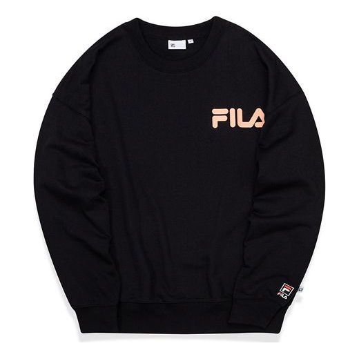 FILA FUSION Alphabet Logo Printing Sports Round Neck Pullover Couple Style Black T11U038205F-BK