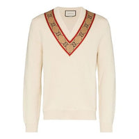 Gucci GG V-neck Wool Sweater 'Beige' 577089-XKAUO-9166