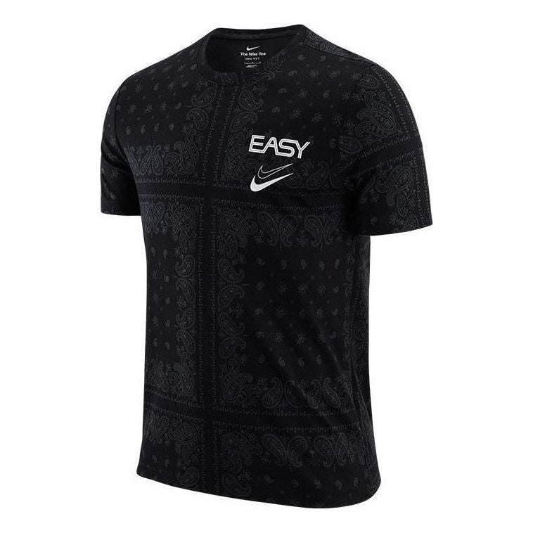 Men's Nike Logo Cashew Printing Sports Round Neck Pullover Short Sleeve Black T-Shirt DR7659-010