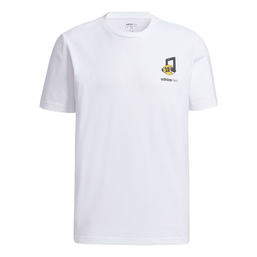 adidas neo M Freye Tee 2 Printing Round Neck Sports Short Sleeve White GP5643