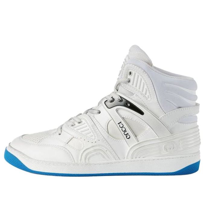 GUCCI Basket Breathable Wear-Resistant Non-Slip High Top Basketball Shoes White Blue 661301-2SHA0-9014