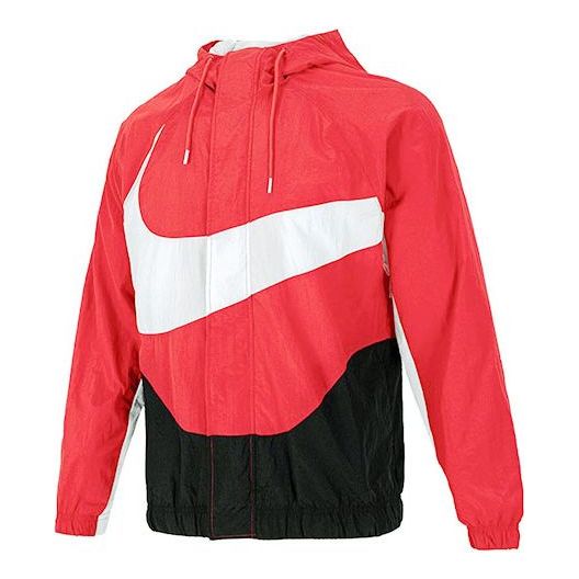 Nike Sportswear Swoosh Contrasting Colors Large Logo hooded Woven Jacket Red DD5968-657