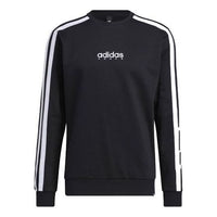 Men's adidas Contrasting Colors Stripe Logo Round Neck Pullover Black GN5122