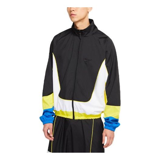 Nike Throwback Colorblock Woven Sports Basketball Jacket Black CV1932-013