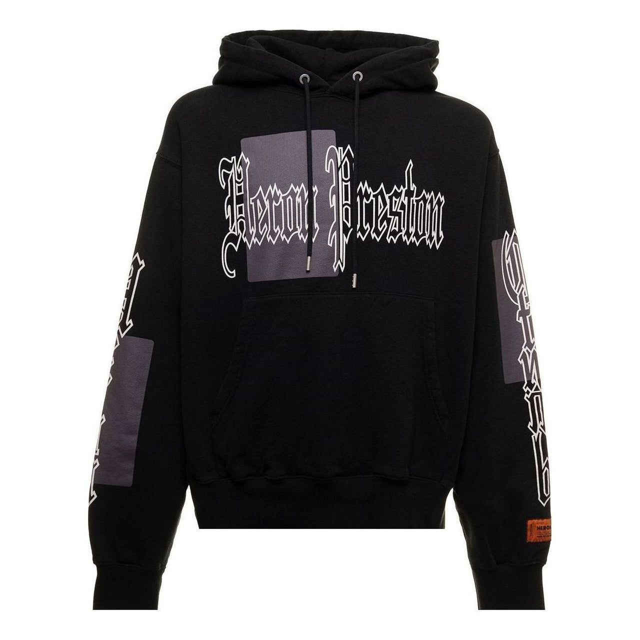 HERON PRESTON FW22 Logo-print Cotton Hoodie 'Black' HMBB024F22JER0021009