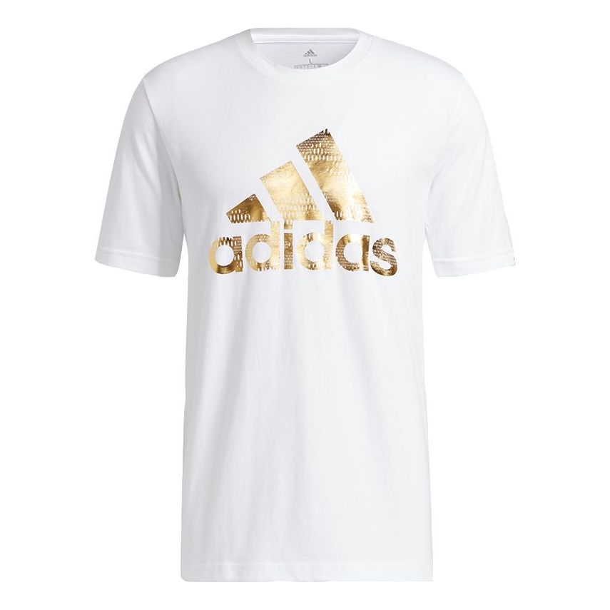 adidas M Fl Lg T Bronzing Logo Printing Sports Short Sleeve White GL3703