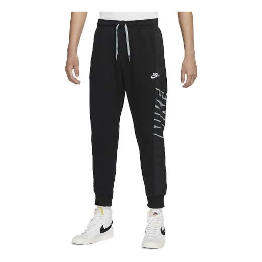 Men's Nike Logo Printing Knit Lacing Bundle Feet Sports Pants/Trousers/Joggers Black DV1361-010