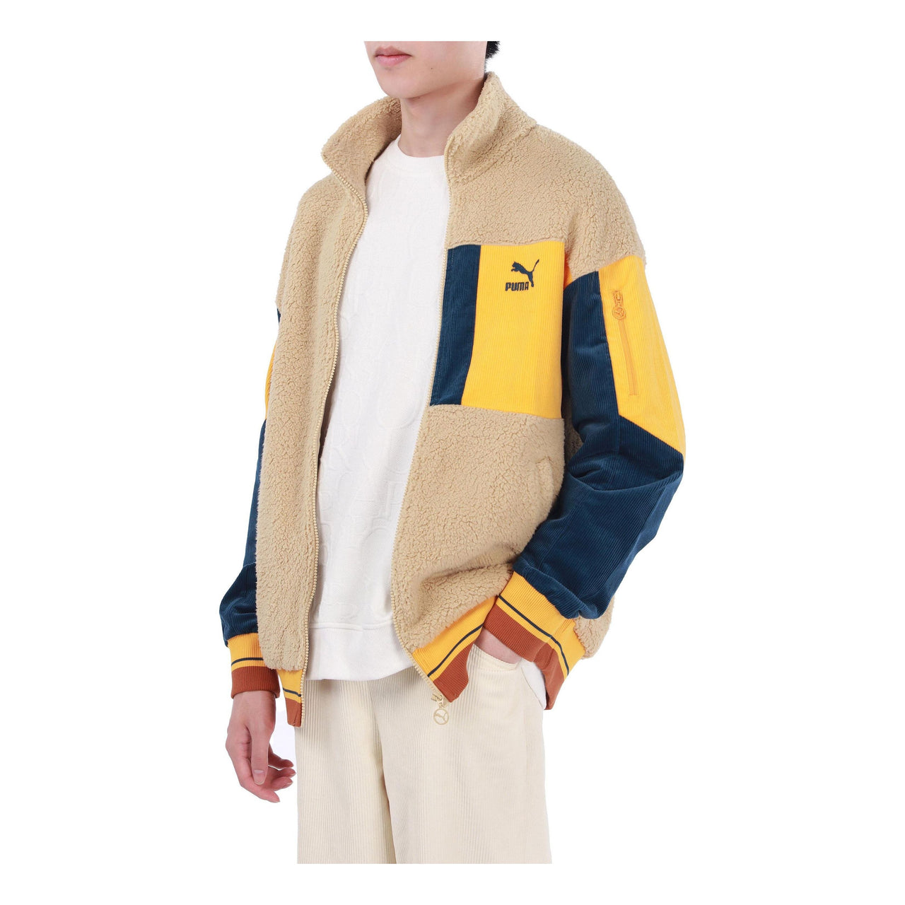 PUMA Retro Sherpa Jacket Contrast Color Stitching Sports lamb's wool Stay Warm Logo Khaki 534678-12