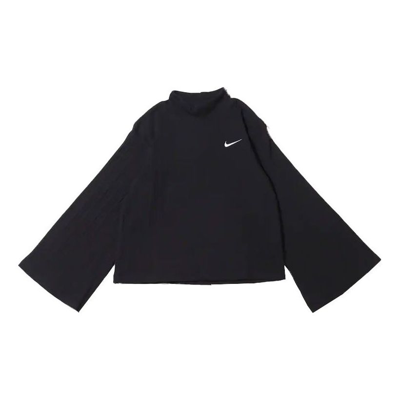 (WMNS) Nike Sportswear ribbed Knit High Collar Long Sleeves Knit Long Sleeves Black DM6400-010