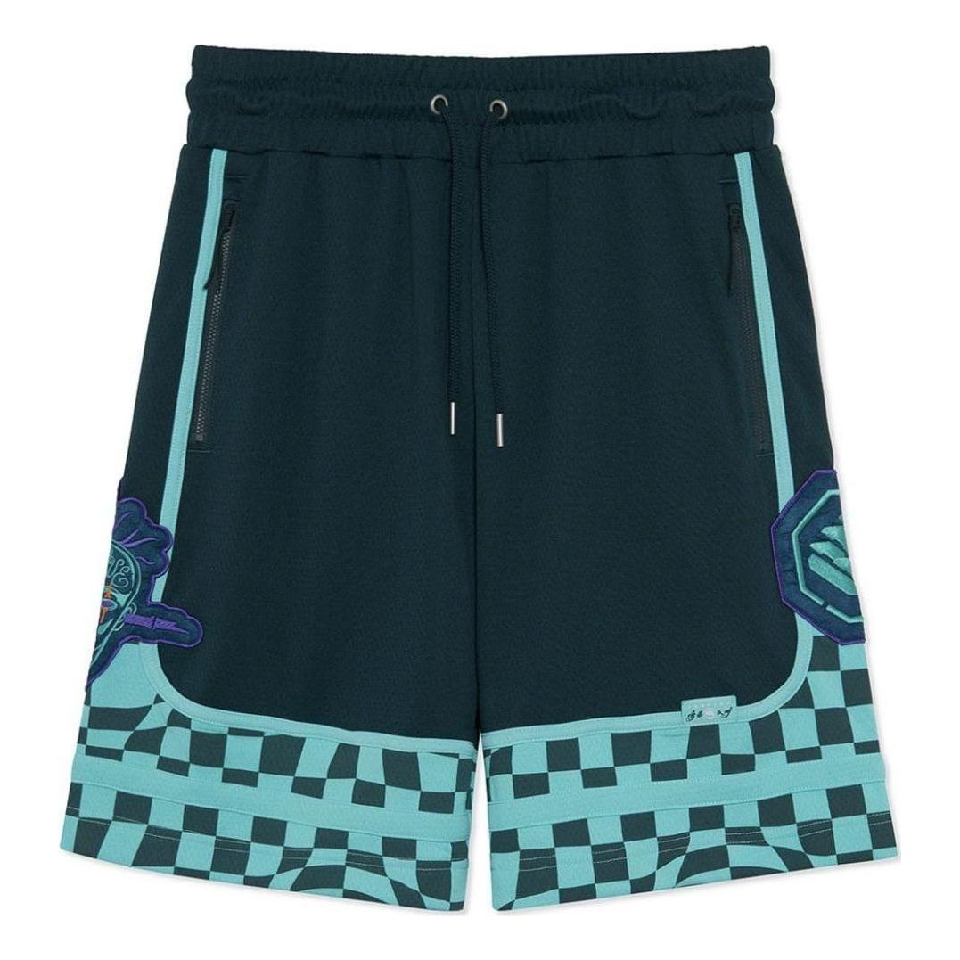 Li-Ning BadFive Checkerboard Basketball Competition Shorts 'Dark Blue Mint' AAPR589-2