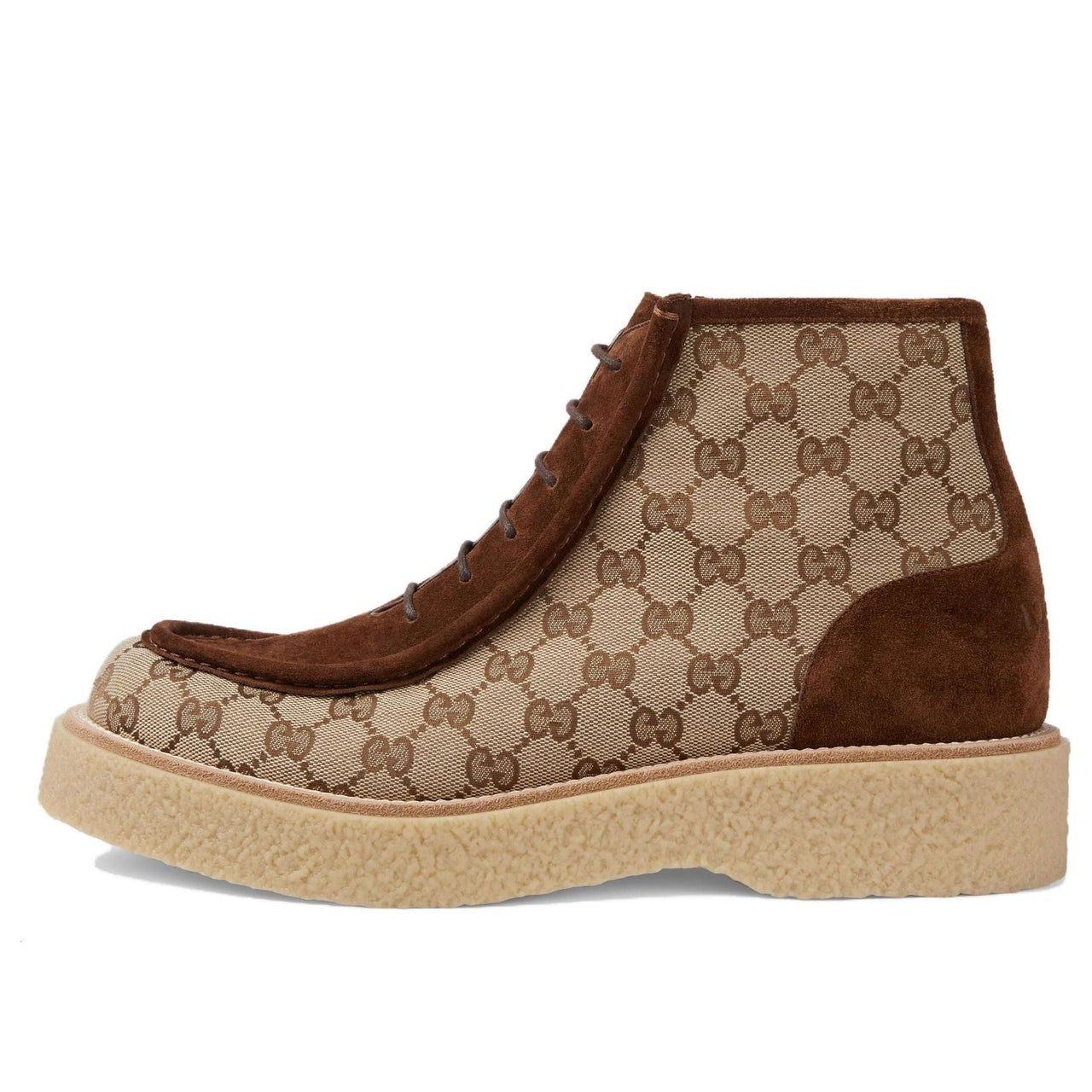 Gucci GG Canvas Suede Lace-up ankle boot 'Brown' 762197-FACJX-9742