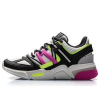 (WMNS) Li-Ning Light Classic Leisure Low 'Black Grey Neon Green' AGCQ188-1