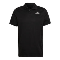 adidas Solid Color Tennis Sports Short Sleeve Polo Shirt Black HC2716