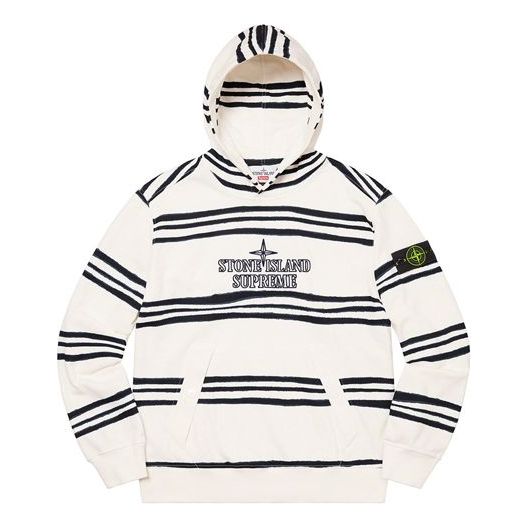 Supreme x Stone Island Warp Stripe Hooded Sweatshirt 'White Black' SUP-FW20-297