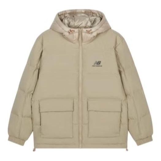 New Balance Warm Hooded Casual Down Jacket 'Beige' AMJ24358-TWD