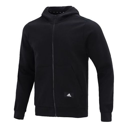 adidas M Fi Dblknt Fz Casual Sports Cardigan Hooded Jacket Black HA1416