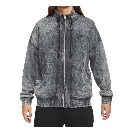 Nike Sportswear Stand Collar Knit Washed Jacket Black CV4354-060