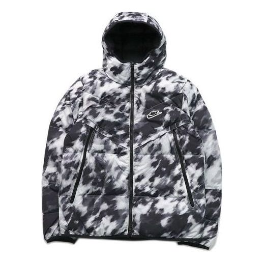 Men's Nike Down-fill Windrunner Shield Sports Stay Warm Hooded Jacket Down Jacket White CU4407-133