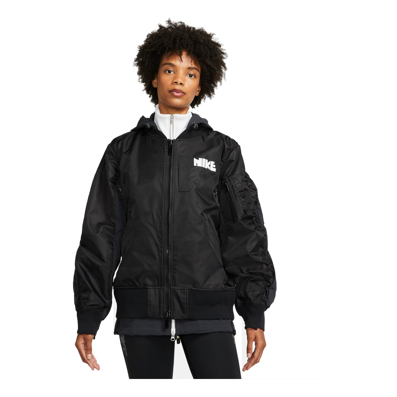 (WMNS) Nike x sacai Layered Bomber Jacket 'Black' CV5686-010