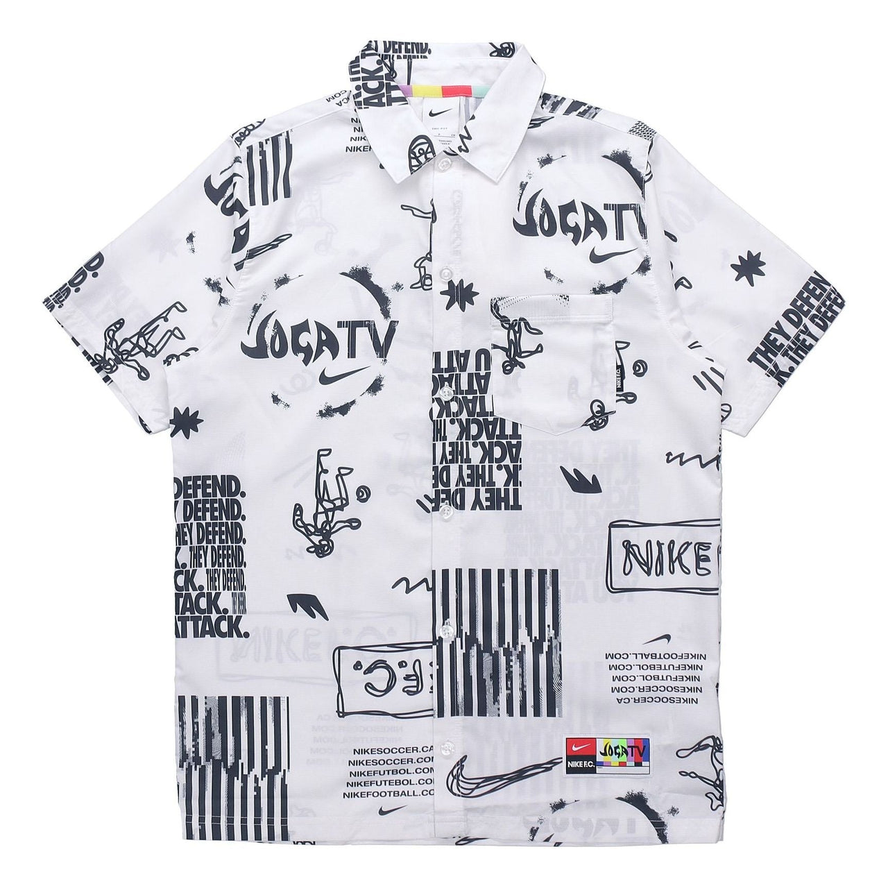 Nike Woven Soccer/Football Athleisure Casual Sports Printing lapel Shirt White DA1474-100