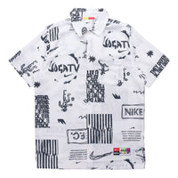 Nike Woven Soccer/Football Athleisure Casual Sports Printing lapel Shirt White DA1474-100