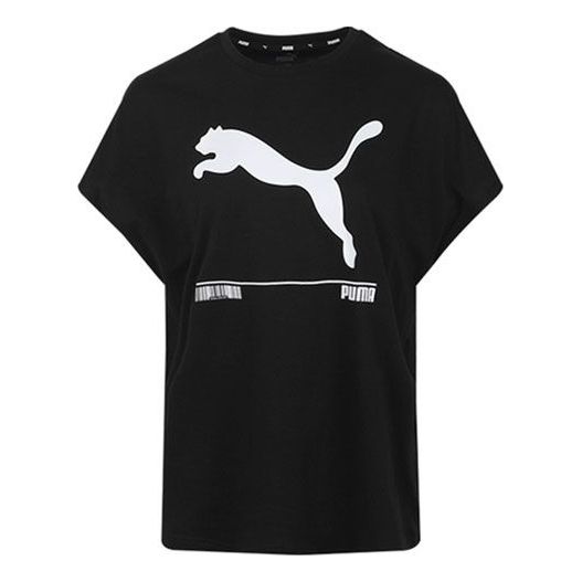 (WMNS) PUMA Large Logo Short Sleeve Black 583865-01