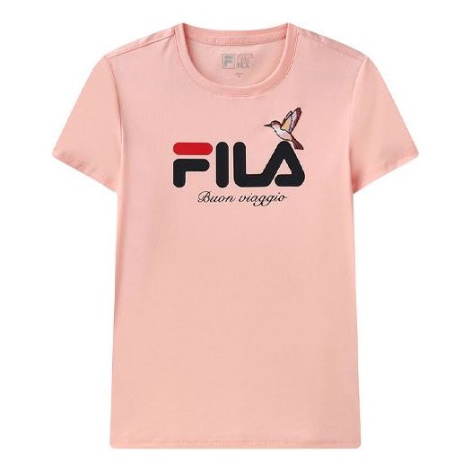 (WMNS) FILA Logo Alphabet Sports Skin Friendly Short Sleeve Pink F11W128109F-PK