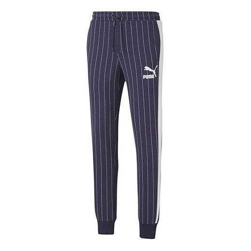PUMA Pinstripe Casual Fleece Lined Long Pants Blue 530178-06
