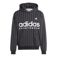 adidas Pinstripe Fleece Hoodie 'Black White' IB8381