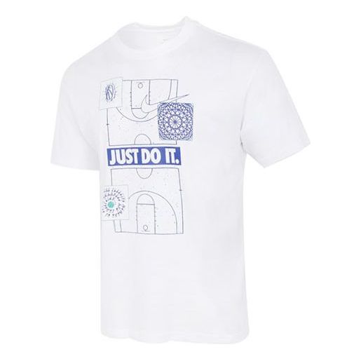 Nike Just Do It Basketball Sports Printing Short Sleeve White DD0810-100