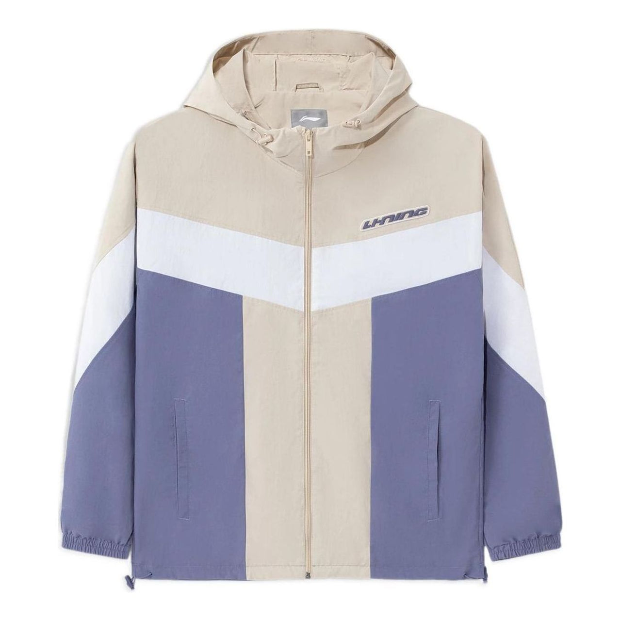 Li-Ning Sports Living Series Colorblock Zipper Hooded Jacket 'Beige White Blue' AFDS033-3