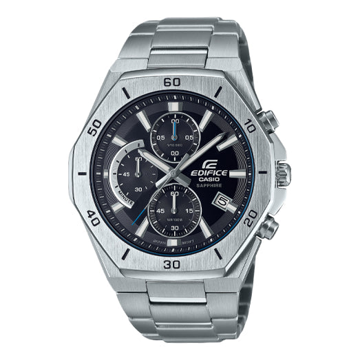 Men's CASIO EDIFICE 100 Meter Waterproof Watch Stainless Steel Strap Mens Silver Analog EFB-680D-1AV