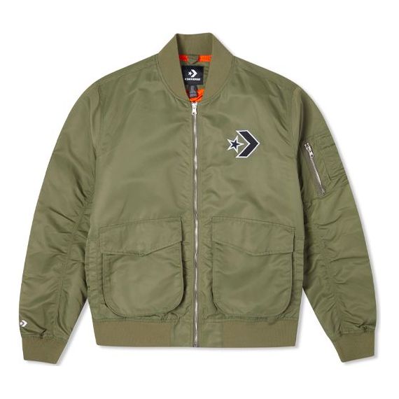 Converse Logo Loose Sports Retro aviator Jacket Couple Style Green 10024169-A02