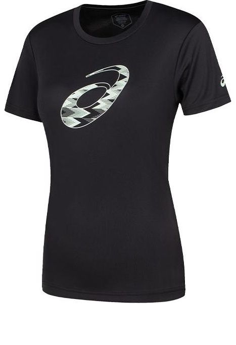 (WMNS) ASICS Spiral Graphic Short Sleeve T-Shirt Asia Sizing 'Performance Black' 2032D020-001