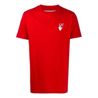 Men's Off-White Cut Here Printing Red T-Shirt OMAA027F20FAB0092501