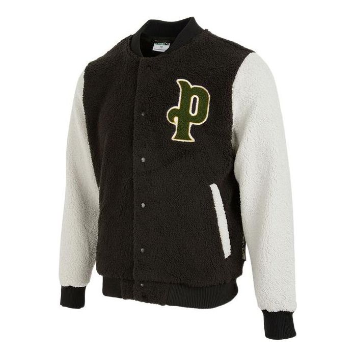 PUMA Logo Sherpa Baseball Jacket 'Black' 536182-05
