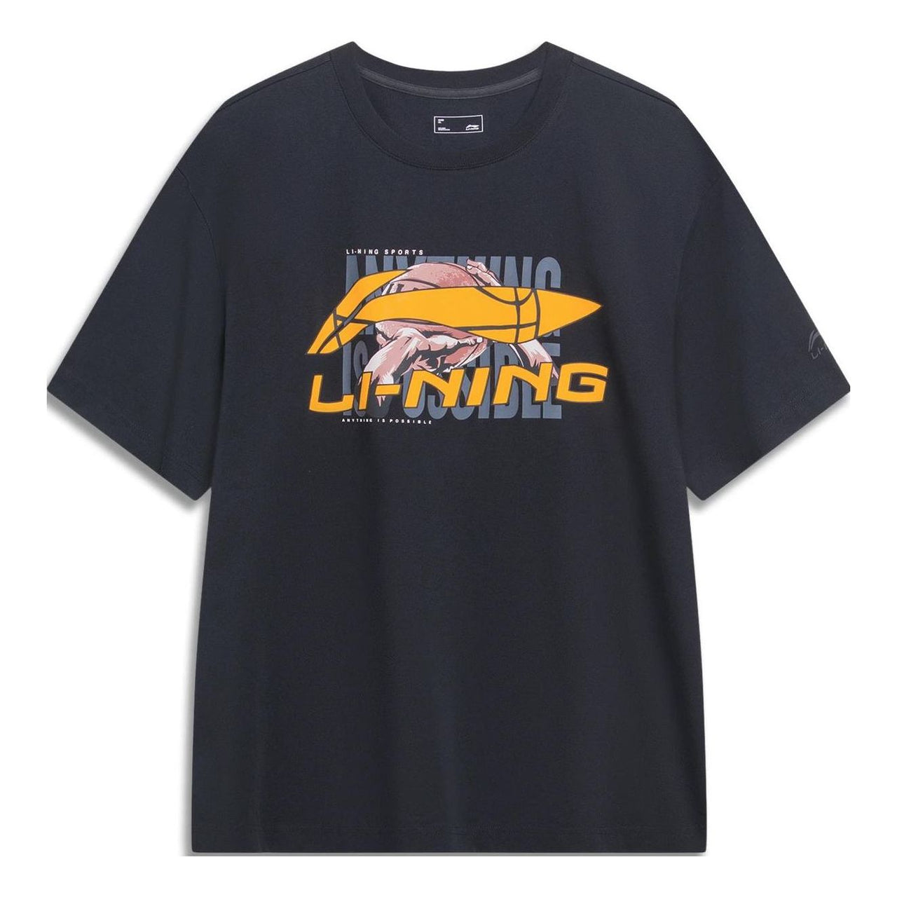 Li-Ning Essential Basketball Logo T-shirt 'Black Orange' AHST595-1