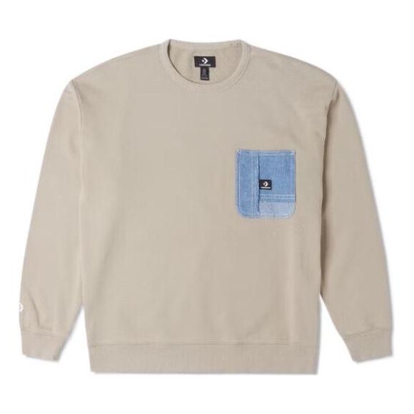 Converse Denim Patchwork Crew Sweatshirt 'Beach Stone' 10025519-A01