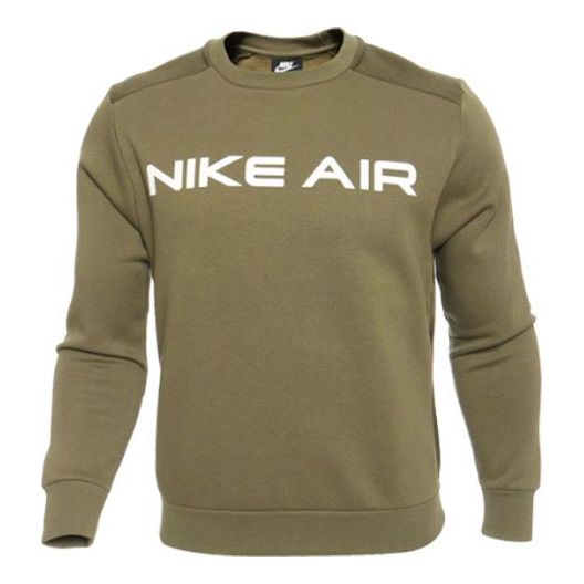 Men's Nike Air Logo Printing Round Neck Pullover Long Sleeves Olive DA0220-222