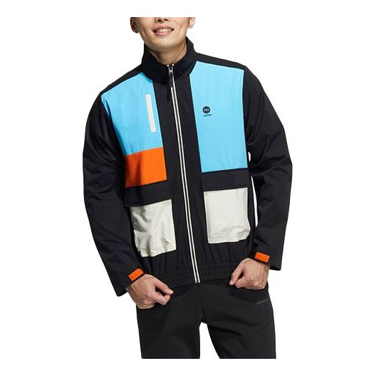 adidas neo Colorblock Stand Collar Sports Jacket Black HD4662