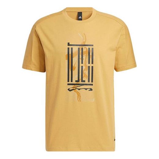 Men's adidas Printing Casual Sports Short Sleeve Yellow T-Shirt HI6859